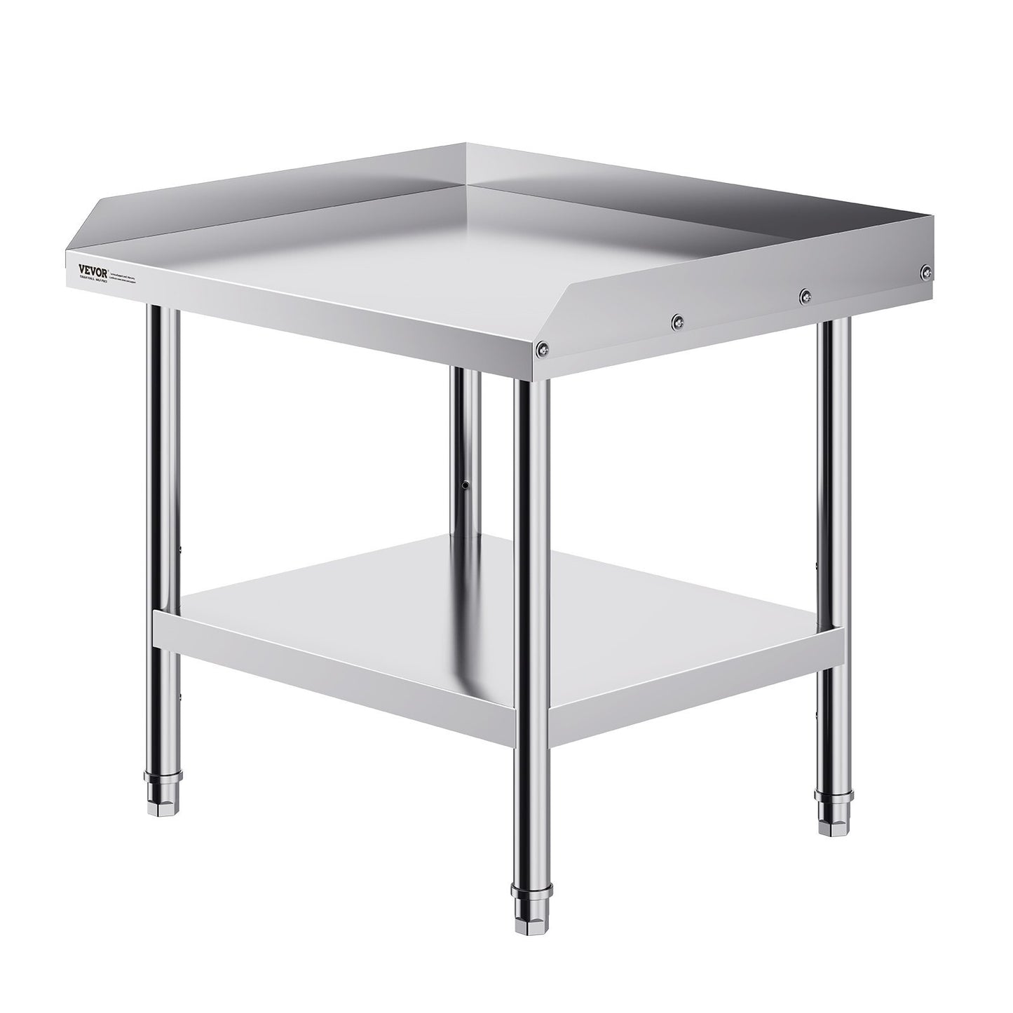 Stainless Steel Work Table, 24 x 28 x 26 Inch Commercial Food Prep Worktable, 3-Sided Backsplash Heavy Duty Prep Worktable, Metal Work Table with Adjustable Height for Restaurant Home Hotel - American Smart