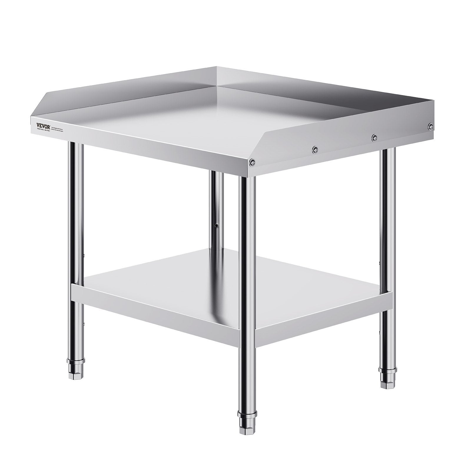 Stainless Steel Work Table, 24 x 28 x 26 Inch Commercial Food Prep Worktable, 3-Sided Backsplash Heavy Duty Prep Worktable, Metal Work Table with Adjustable Height for Restaurant Home Hotel - American Smart