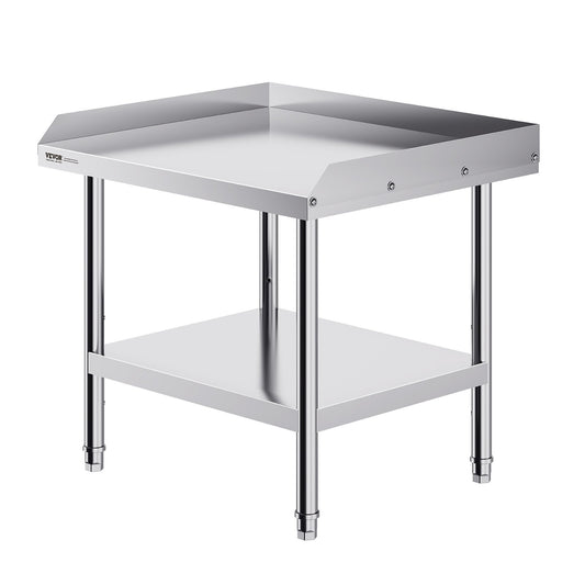 Stainless Steel Work Table, 24 x 28 x 26 Inch Commercial Food Prep Worktable, 3-Sided Backsplash Heavy Duty Prep Worktable, Metal Work Table with Adjustable Height for Restaurant Home Hotel - American Smart