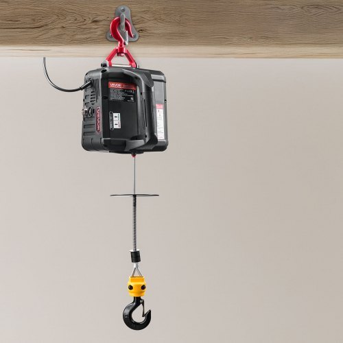 2-in-1 Electric Hoist Winch, 1100 lbs Capacity, 1500W Portable Power Winch Crane, 25 ft Lifting Height, 16.4 ft/min with Manual and Wired Remote Control for Factory, Warehouss, Garage