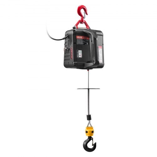 2-in-1 Electric Hoist Winch, 1100 lbs Capacity, 1500W Portable Power Winch Crane, 25 ft Lifting Height, 16.4 ft/min with Manual and Wired Remote Control for Factory, Warehouss, Garage