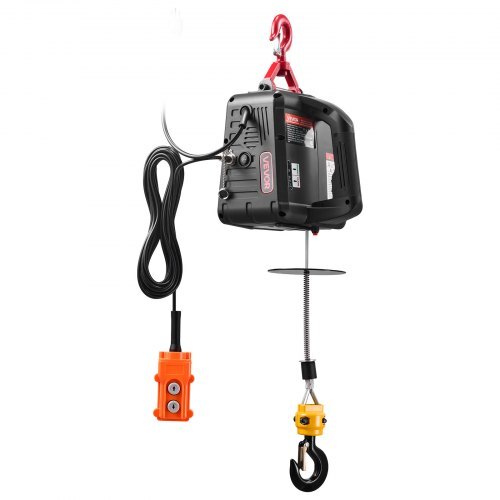 2-in-1 Electric Hoist Winch, 1100 lbs Capacity, 1500W Portable Power Winch Crane, 25 ft Lifting Height, 16.4 ft/min with Manual and Wired Remote Control for Factory, Warehouss, Garage