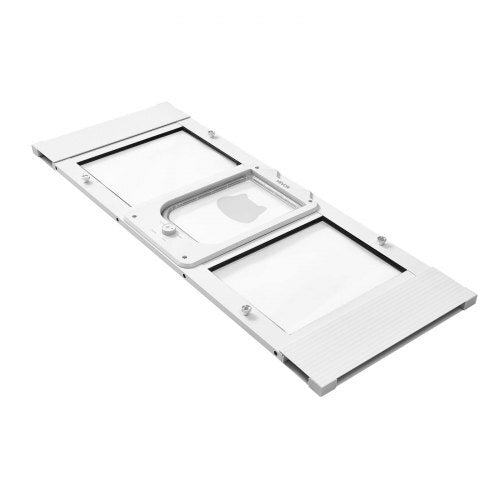 Cat Door for Window, Adjustable to Fit Window Width 35"-40", 4 Secure Lock Modes, Aluminum Frame and High-Transparency Glass, Magnetic Closure, Weatherproof Quick-Fit Pet Door for Cats, White