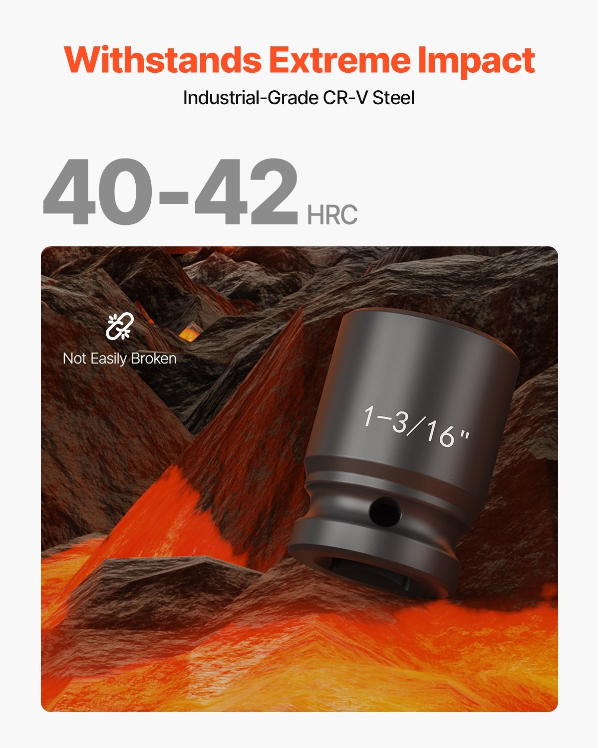 3/4 in Drive Impact Socket Set, 21 Pieces SAE 3/4 in to 2 in, 6 Point Cr-V Alloy Steel for Auto Repair, Easy-to-Read Size Markings, Includes Extension Bars, Ratchet Handle and Storage Case