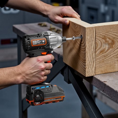 Impact Driver, 1/4 Inch, 2800 RPM Max Speed, 20 V Brushless Motor, Electric Cordless Impact Driver Kit with Battery and Charger, 20 Bits, LED Work Light, for Furniture, Electrical, Home Repairs - American Smart