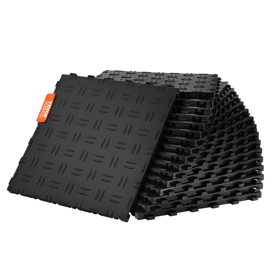 Garage Tiles Interlocking, 12 x 12 x 0.53 inch 50 Pack Garage Floor Covering Tiles, Non-Slip Double-Sided Texture Garage Flooring Tiles, for Garages, Basements, Repair Shops, Black - American Smart