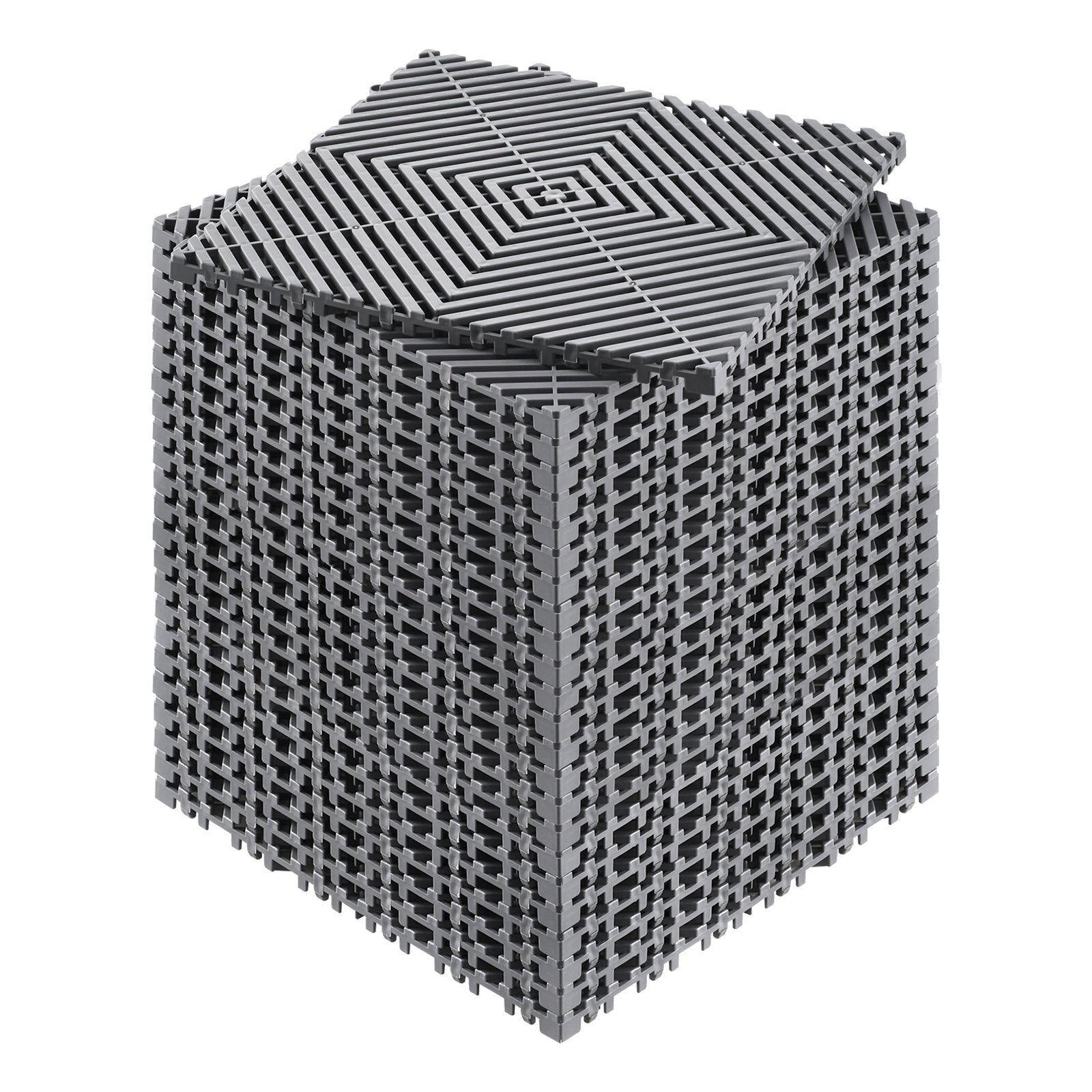 Interlocking Drainage Mat, 12 x 12 Modular Interlocking Cushion, 24 Pcs Splicing Drainage Mats, Non-Slip Gray PP Drainage Floor Tile and Shower Mat, for Garage, Garden, Kitchen & Outdoor - American Smart
