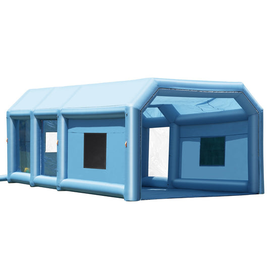 Inflatable Paint Booth, 27.9 x 15.7 x 10.8 ft Inflatable Spray Booth, Portable Car Paint Booth for Small Truck, with 950W+750W Powerful Blowers and Air Filter System, Large Motorcycle, Midsize S - American Smart