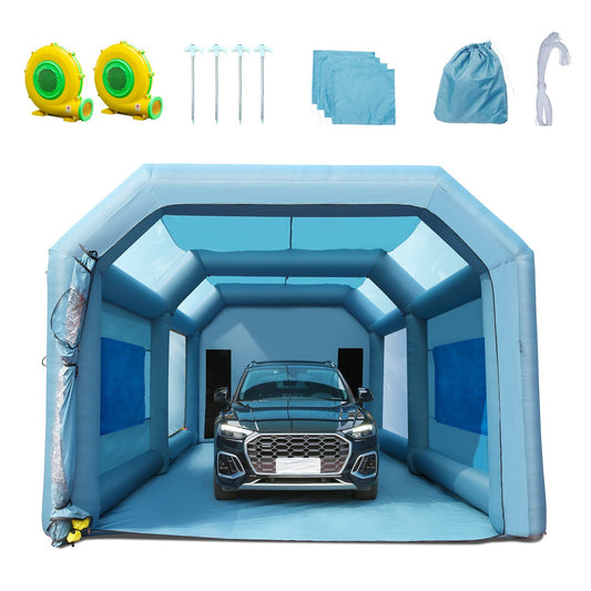 26x15x11ft Inflatable Paint Booth, Inflatable Spray Booth, High Powerful 750W+950W Blowers Spray Booth Tent, Car Paint Tent Air Filter System for Car Parking Tent Workstation Motorcycle Garage - American Smart