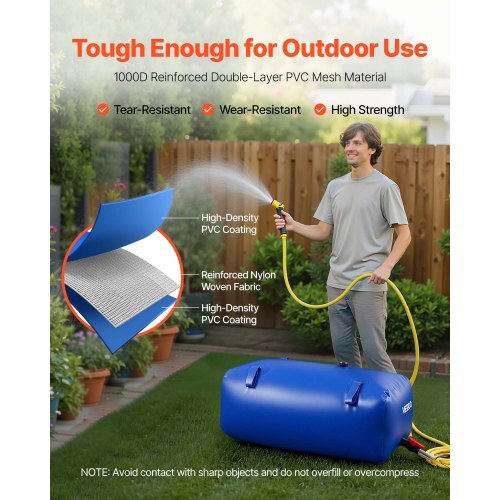 Water Storage Bladder 30 Gallon Large Capacity Water Bag, Portable & Collapsible Soft Waters Container, Leakproof & Tear-Resistant PVC Emergency Waters Storage Tank for RV Truck & Outdoor Use