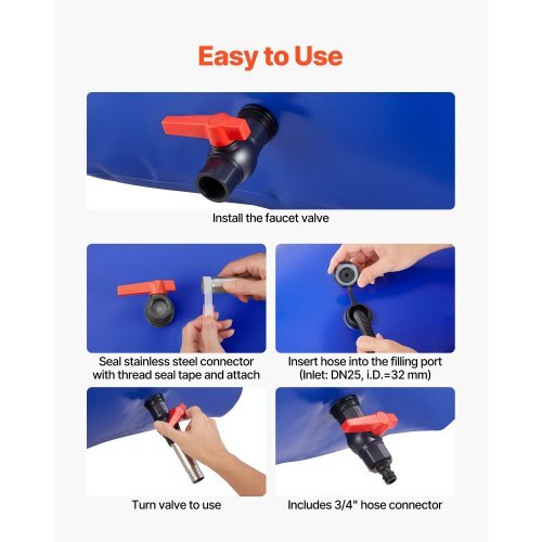 Water Storage Bladder 30 Gallon Large Capacity Water Bag, Portable & Collapsible Soft Waters Container, Leakproof & Tear-Resistant PVC Emergency Waters Storage Tank for RV Truck & Outdoor Use