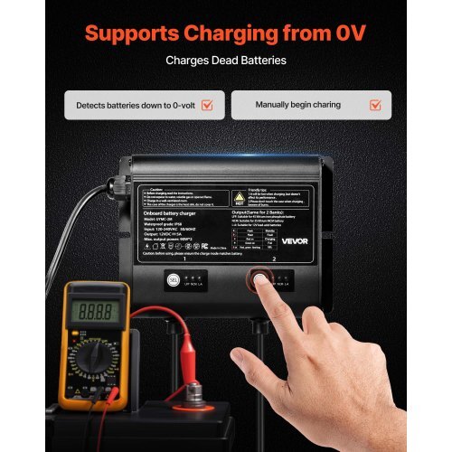 Marine Battery Charger, 2-Bank, 5A 12V Onboard Boat Charger, IP68 Waterproof Smart On-Board Battery Charger, for Lithium-Ion (LiFePO4), NCM, Lead-Acid Batteries, Large Boat, Yacht, RV, Trailer