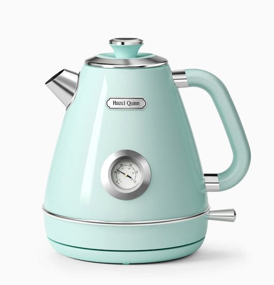 1200W Electric kettle SUS304 food grade pearl white 1.7L meter dial thermometer flower watermark painting process fast boiling rope without BPA automatically closed