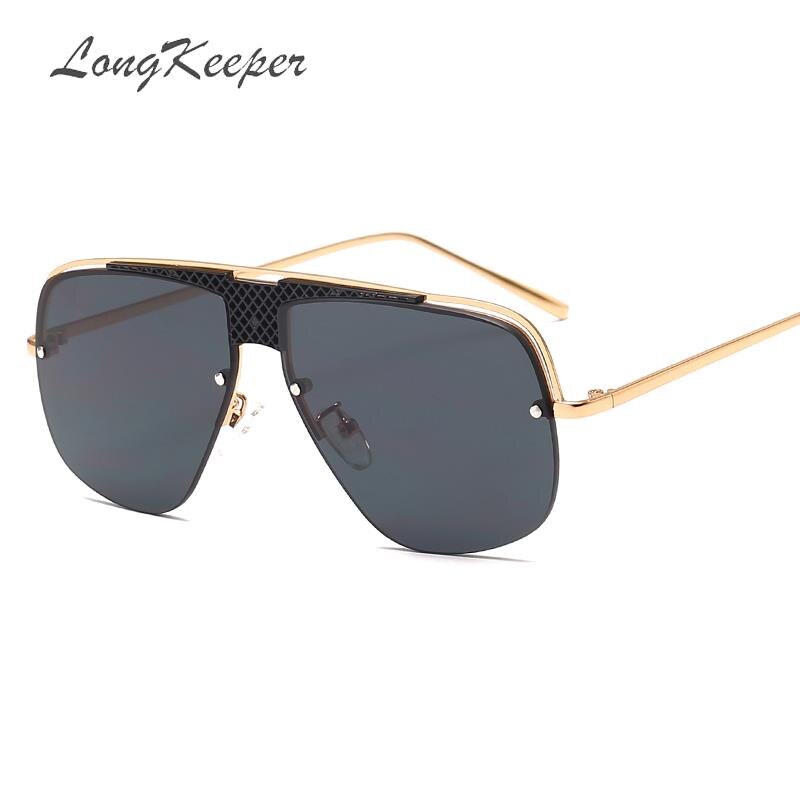 Hot Sale Irregular Mirror Sunglasses Men Half Metal Frame Sun Glasses Women Rimless UV400 Driving Gafas de sol Male