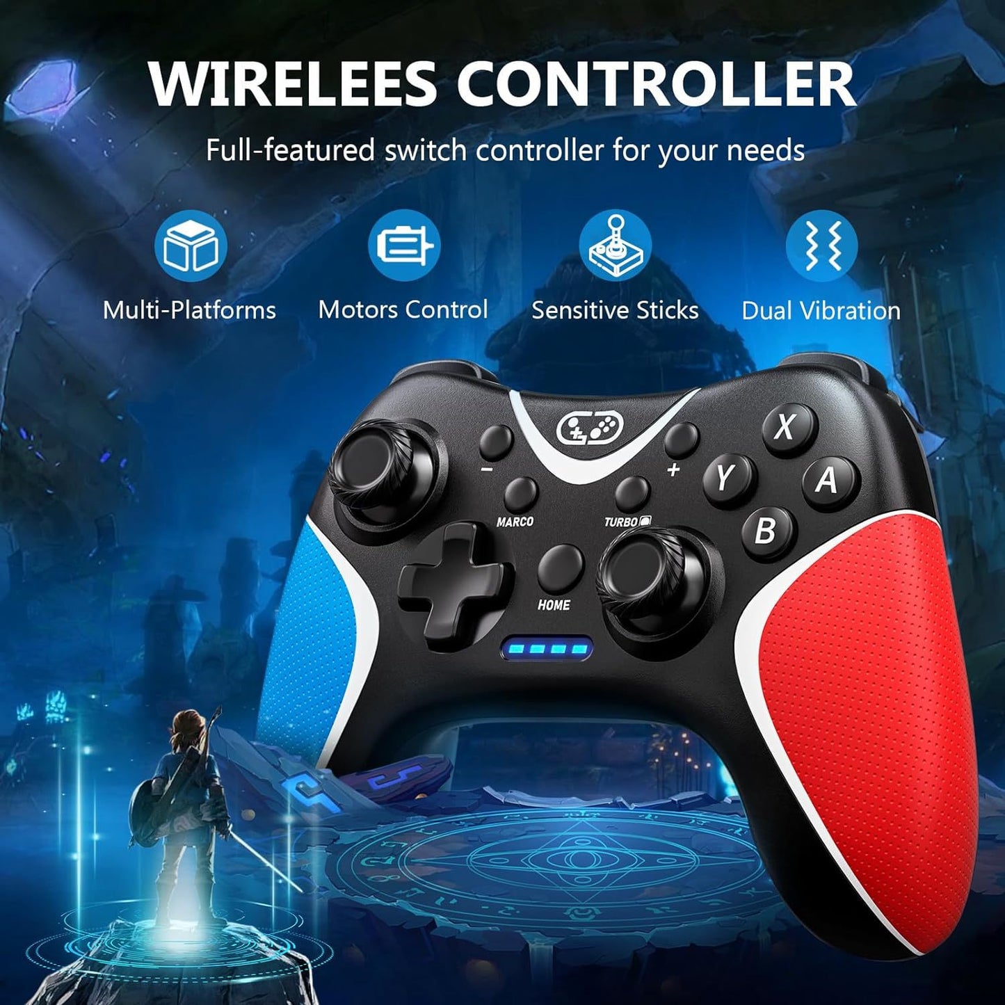 Wireless Switch game controller by eprolo with customizable back key and Bluetooth connectivity for seamless gaming.