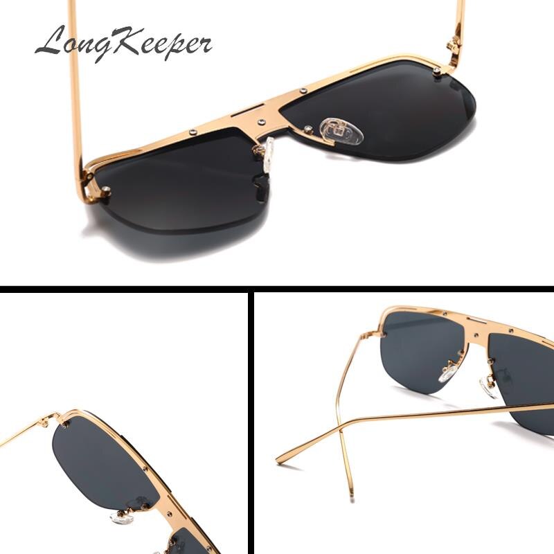 Hot Sale Irregular Mirror Sunglasses Men Half Metal Frame Sun Glasses Women Rimless UV400 Driving Gafas de sol Male