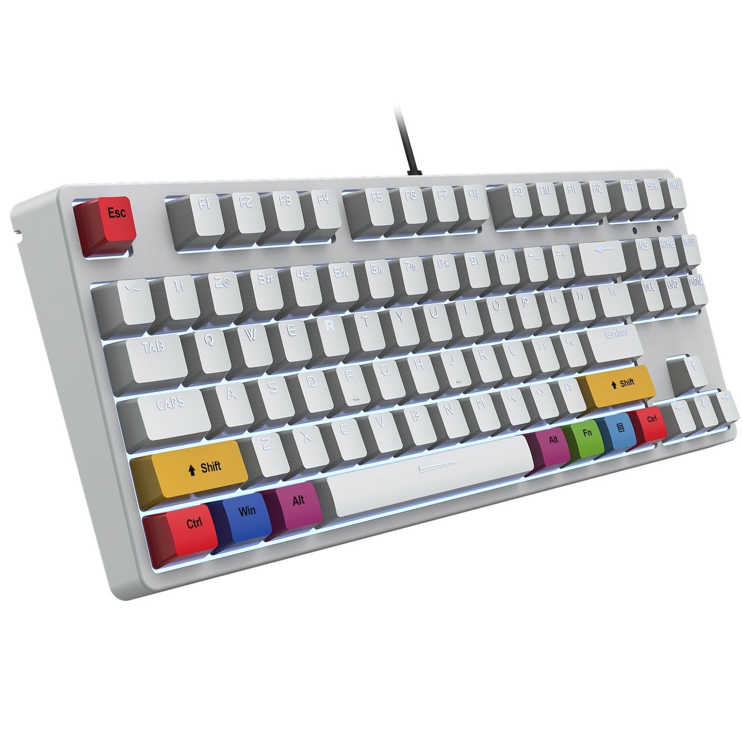 87 key wired mechanical gaming keyboard with red axis for esports and office use, with over 20 types of white light insertable shafts