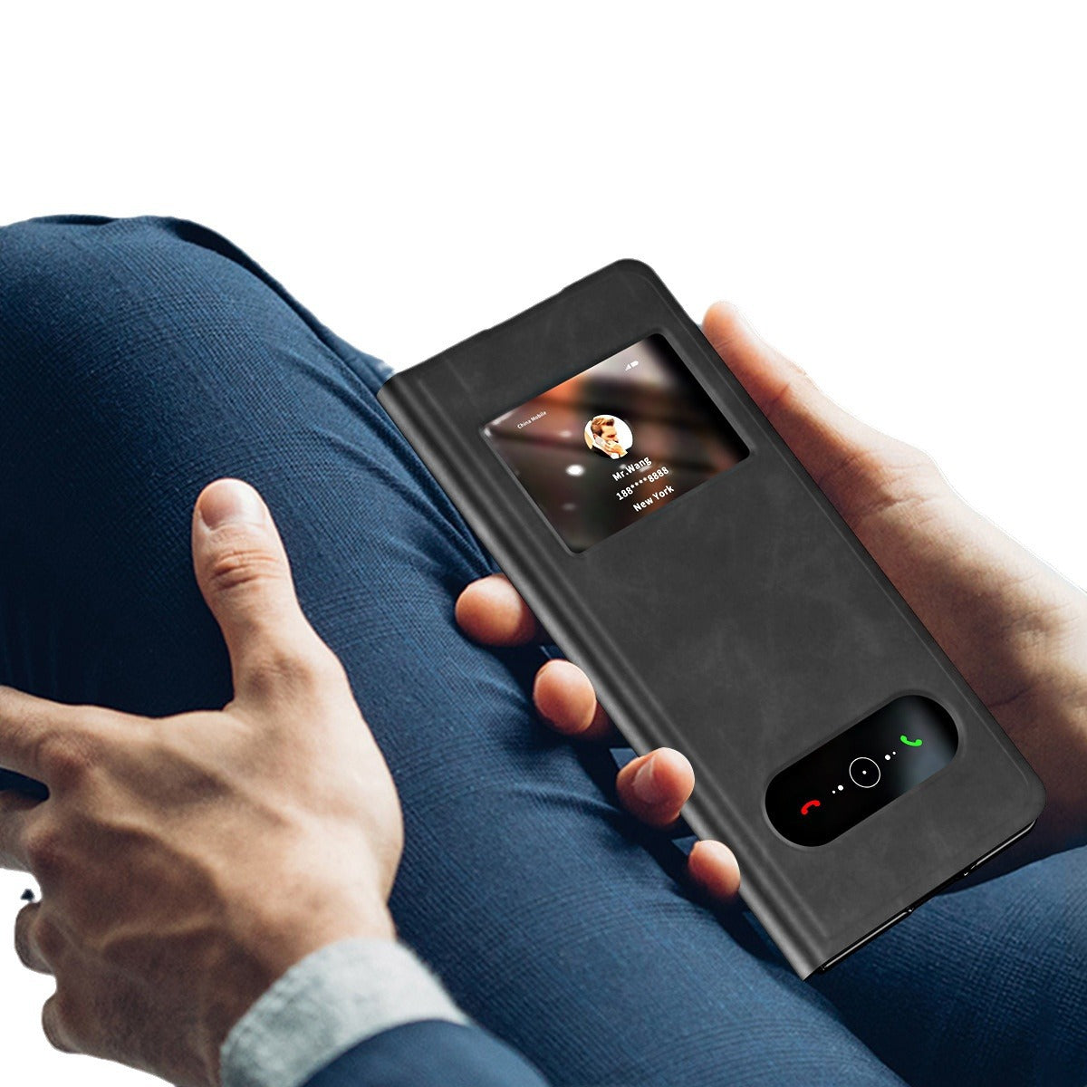 Suitable for Samsung Fold6 phone case folding FOLD5 protective case pure pigment leather 5G business full package anti drop leather case