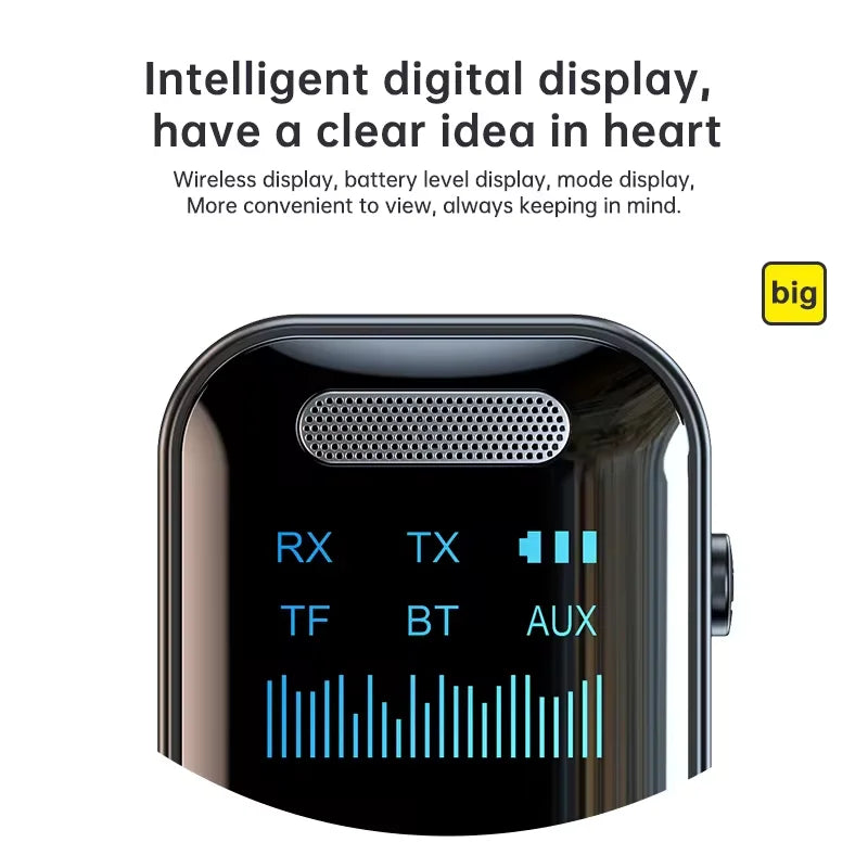 Bluetooth 5.4 Receiver Transmitter 3.5mm AUX Audio Receiver Support TF Card Wireless Audio Adapter With Mic LED Digital Display