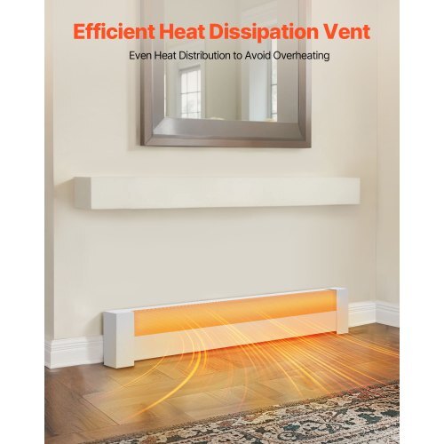 Baseboard Heater Covers, Basic Series 4 ft Standard Electric Heating Unit Front Cover for Home Improvement, Heavy-duty Steel, Easy Installation for Bedroom Replacing Old Cover, White - American Smart
