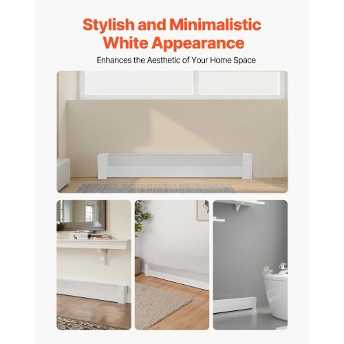 Baseboard Heater Covers, Basic Series 4 ft Standard Electric Heating Unit Front Cover for Home Improvement, Heavy-duty Steel, Easy Installation for Bedroom Replacing Old Cover, White - American Smart