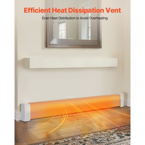 Baseboard Heater Covers, Premium Series 6 ft Standard Electric Heating Unit Front Cover for Home Improvement, Heavy-duty Steel, Easy Installation for Bedroom Replacing Old Cover, White - American Smart