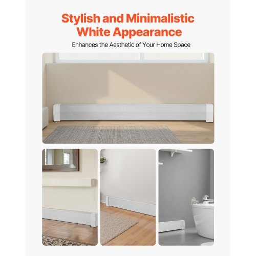 Baseboard Heater Covers, Premium Series 6 ft Standard Electric Heating Unit Front Cover for Home Improvement, Heavy-duty Steel, Easy Installation for Bedroom Replacing Old Cover, White - American Smart