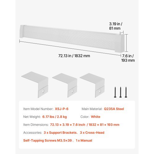 Baseboard Heater Covers, Premium Series 6 ft Standard Electric Heating Unit Front Cover for Home Improvement, Heavy-duty Steel, Easy Installation for Bedroom Replacing Old Cover, White - American Smart