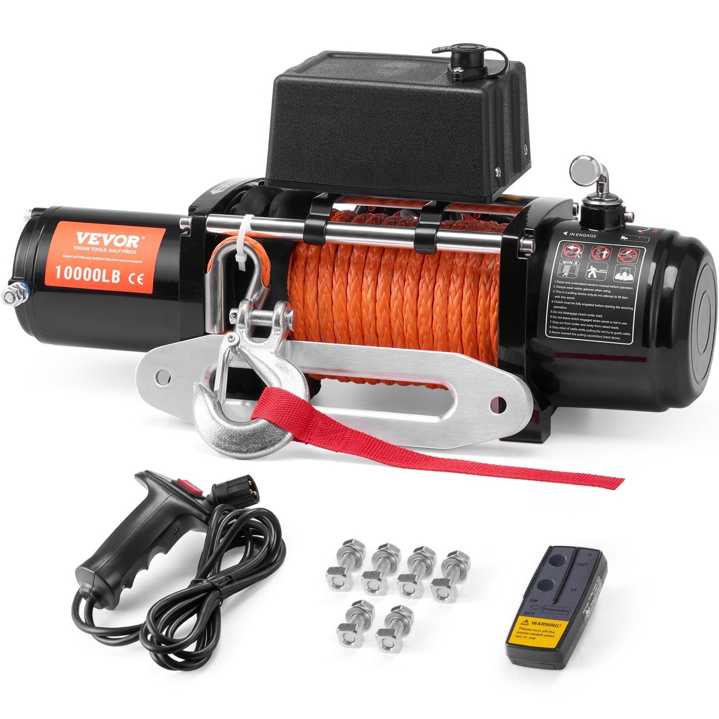 Electric Winch, 10,000 lb, 12V DC Truck Winch with 7/20 in x 65 ft Synthetic Rope Aluminum Fairlead Wireless & Wired Remote Control, IP55 Waterproof for Towing Off-Road SUV Jeep Trailer Boat - American Smart