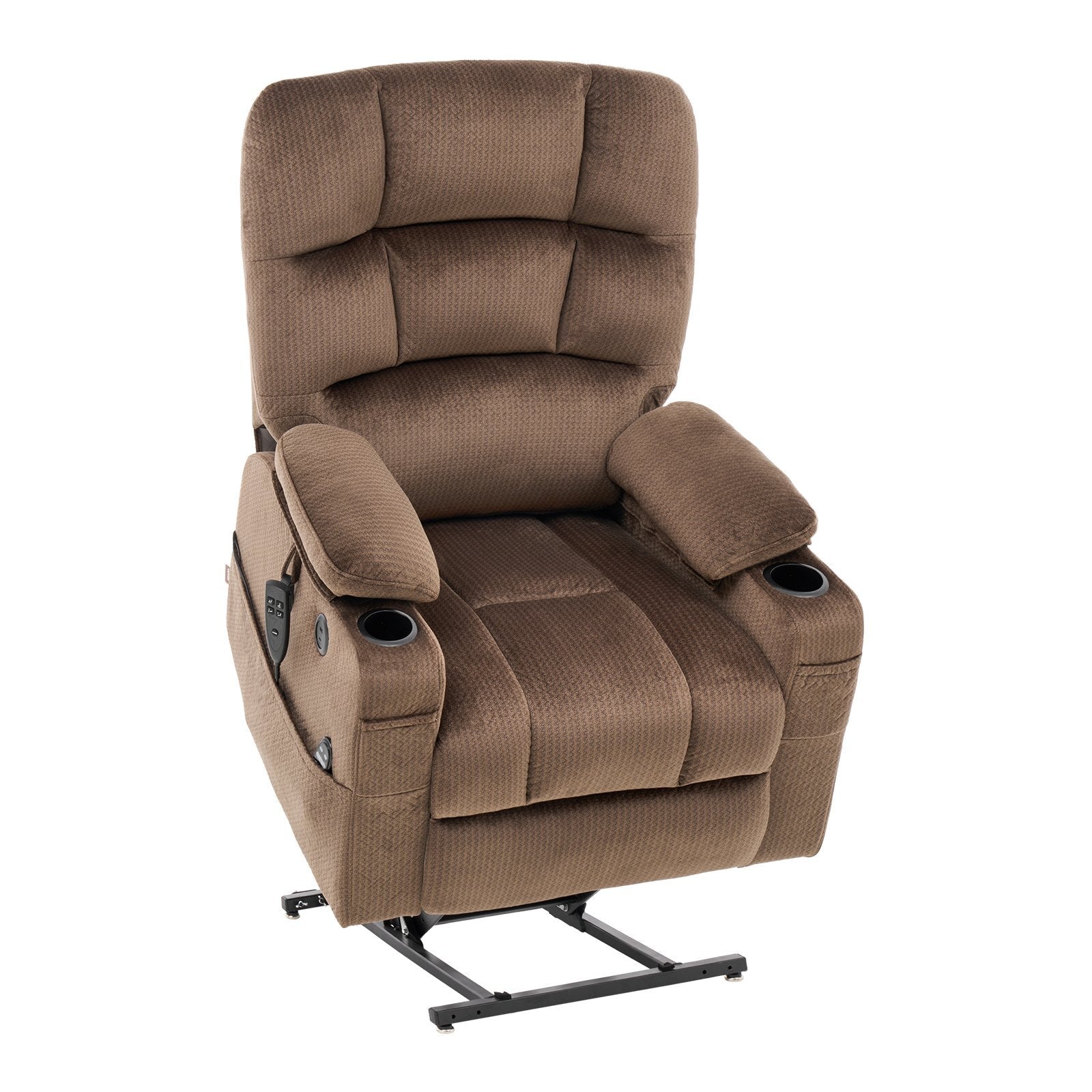 Power Lift Recliner Chair, Lift Chair with Heat and Massage for Elderly, Dual Motor Recliner Chair with 2 Cup holders and USB Port, Infinite Position Adjustment Electric Recliner (Large, Brown) - American Smart