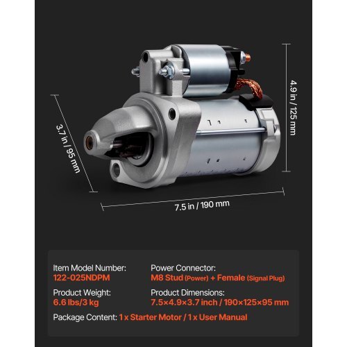 Starter 17922, Starter Motor Replacement Compatible with BMW 1 Series M 3.0L L6 2011, 128i 3.0L L6 2008-2011, 325i/325xi 3.0L L6 2006, 335xi 3.0L L6 2007-2008, OEM 428000-1760 410-24145 LRS02298