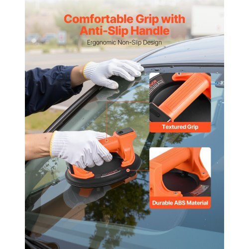 Electric Suction Cup, 8-Inch Vacuum Glass Lifter with Digital Display for Suction Power & Battery Level, 440 lbs Max Lifting Capacity Tile Suction Cup Tool for Lifting Tile, Granite (1-Pack) - American Smart