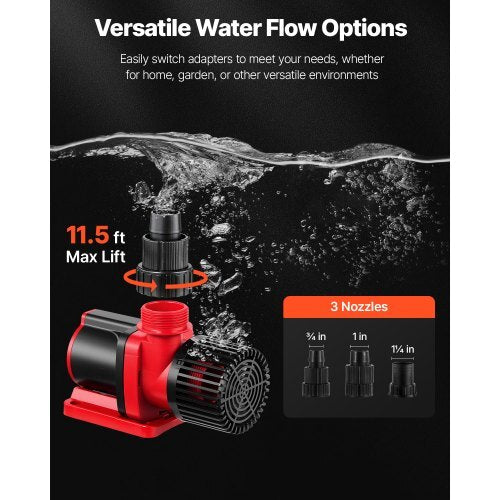Aquarium 24V DC Water Pump, 30W, 800 GPH Marine Wavemaker Return Pump with Controller, Adjustable Flow, Feed Mode, 11.5 ft Maximum Lift, for Saltwater Freshwater Fish Tank Sump Pond Circulation
