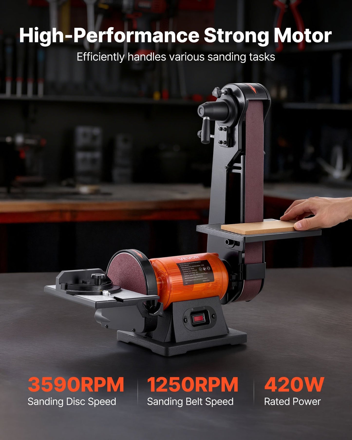 6" Disc Sander & 2" x 42" Belt Sander, 420W Professional Bench Belt Disc Sanders Combo with Multiple Angle Adjustments for DIY Woodworking, Furniture Refinishing, Knife Sharpening - American Smart