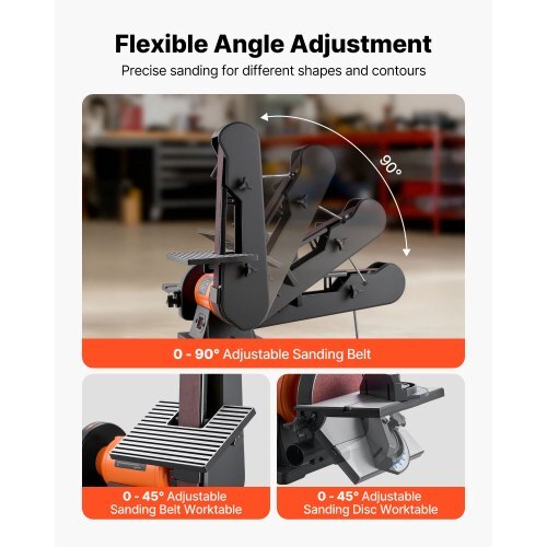 6" Disc Sander & 2" x 42" Belt Sander, 420W Professional Bench Belt Disc Sanders Combo with Multiple Angle Adjustments for DIY Woodworking, Furniture Refinishing, Knife Sharpening - American Smart