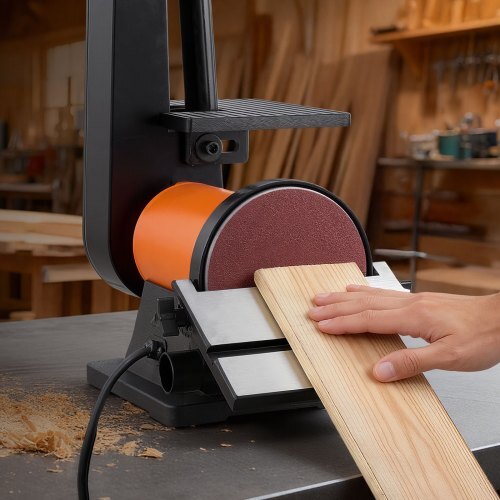 6" Disc Sander & 2" x 42" Belt Sander, 420W Professional Bench Belt Disc Sanders Combo with Multiple Angle Adjustments for DIY Woodworking, Furniture Refinishing, Knife Sharpening - American Smart
