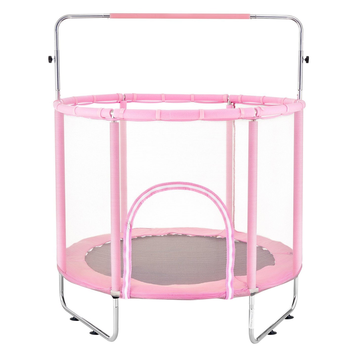 55" Kids Trampoline, 4.6FT Indoor Outdoor Trampoline, Mini Toddler Recreational Trampolinewith Safety Enclosure Net and Basketball Hoop, Birthday Gifts Christmas Toys for 3+ Years Children, Pink - American Smart
