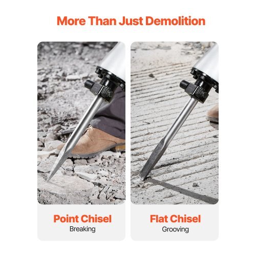 Demolition Jack Hammer, 2800 W Powerful Electric Jackhammer, 1200 BPM Concrete Breaker with a Point Chisel, a Flat Chisel, Carrying Case, Gloves, for Concrete, Wall, Brick, Tile and Foundation