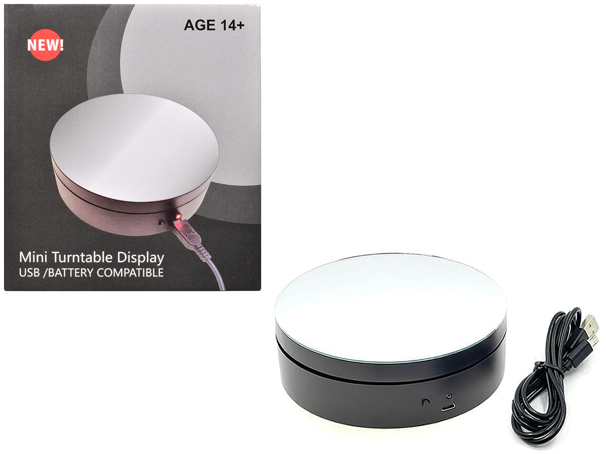 Mini Turntable Rotating Display Stand 4.75" with Mirror Base for 1/64 Scale Model Cars-2