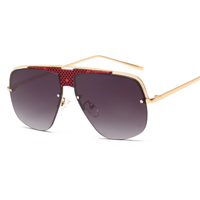 Hot Sale Irregular Mirror Sunglasses Men Half Metal Frame Sun Glasses Women Rimless UV400 Driving Gafas de sol Male