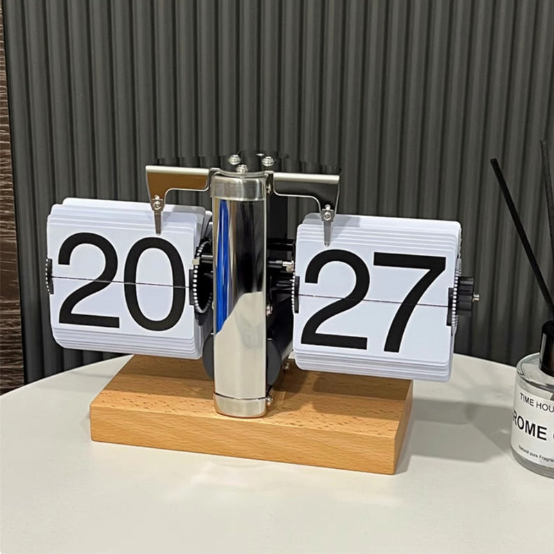 Eprolo retro flip digital clock with battery power, mechanical design for home and office decor, showing time on a vintage-style display