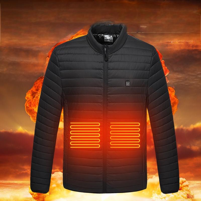 Intelligent heating cotton jacket USB charging heating cotton jacket for male and female couples Korean version warm jacket with four zones heating