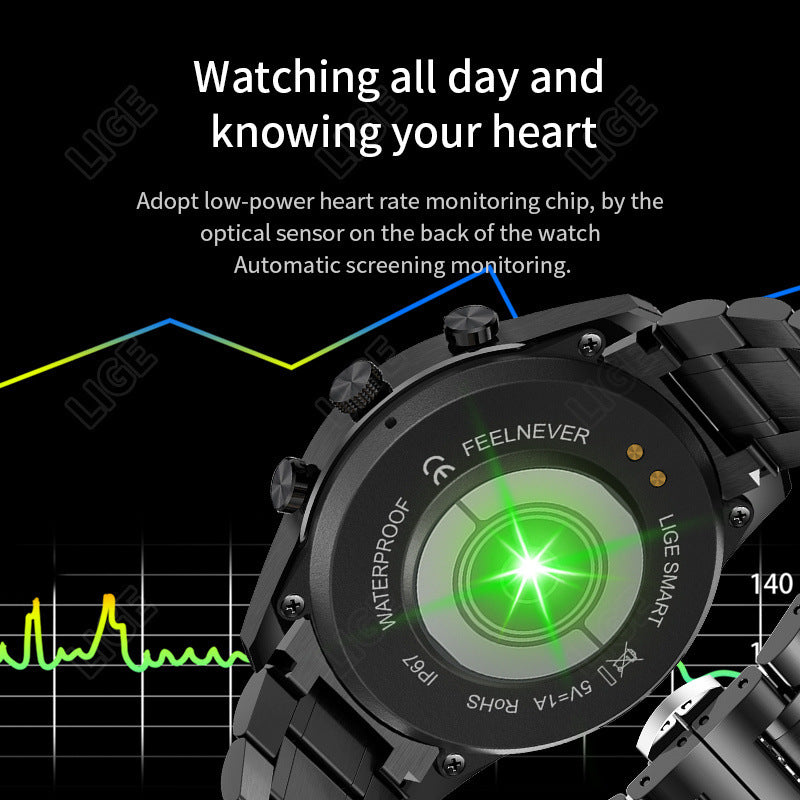 eprolo Bluetooth smart watch for men with pedometer, waterproof features, and multifunctional sports capabilities.