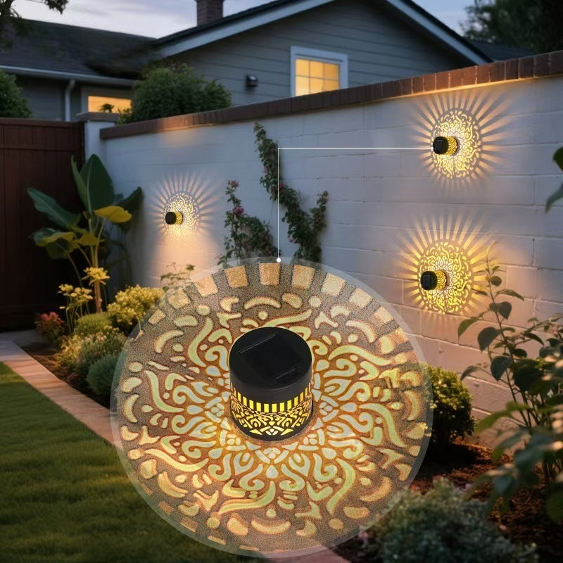Solar Mandala Sunflower Wall Light Garden Decor Landscape Wall Lamp