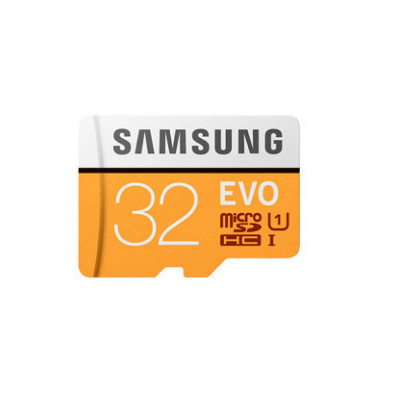 Samsung EVO+ 32GB microSDHC memory card with Class 10, UHS-I speed, compatible with SDXC devices, shown with product label.