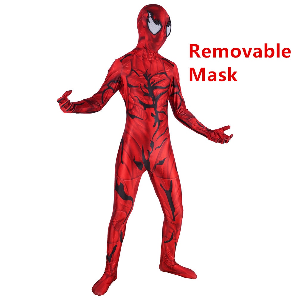 Unisex Adult Kids Carnage Cletus Kasady Super Villain Cosplay Costume Zentai Bodysuit Suit Jumpsuits Halloween