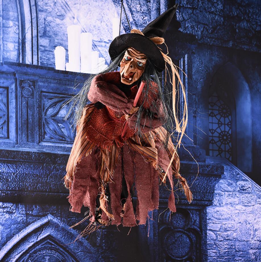 Electric Horror Toys Hanging  Halloween Eyes Glowing Screaming Witch Pendant Ghost