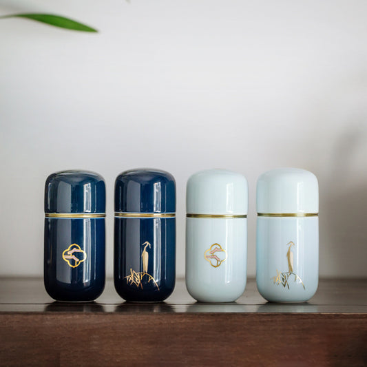 Ceramic Tea Jar Japanese Travel Mini Tea Storage Box Vintage Jar Green Tea Storage Containers