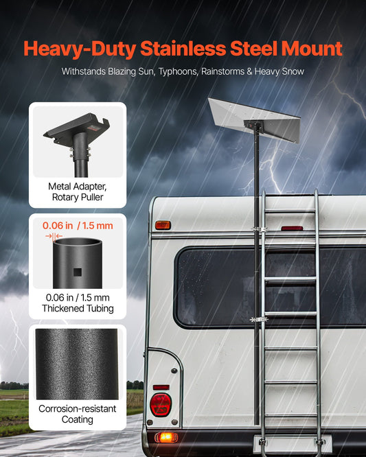 Starlink RV Ladder Mount, 360?Adjustable Angle Mounting Standard Gen 3 Pipe Kit, Heavy-Duty Steel Extra Long Starlink RV Ladder Adapter, Compatible with Gen3 and V3, Easy to Assembly, Black - American Smart