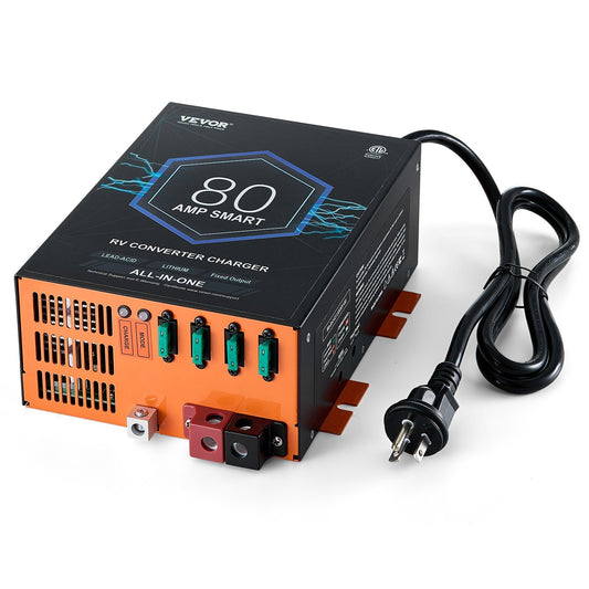 RV Converter, 80 Amp, 110V AC to 12V DC RV Power Converter Battery Charger with 4 Stage Smart Charging 13V to 16.5V Adjustable Operating Range, Compatible with Lithium Lead Acid Battery, ETL - American Smart